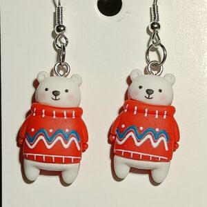 Jääkarhu villapaidassa - joulukorvikset